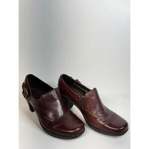 Clarks Bendables Boots Womens 9M Ankle Bootie Brown Leather Block Heels 84135